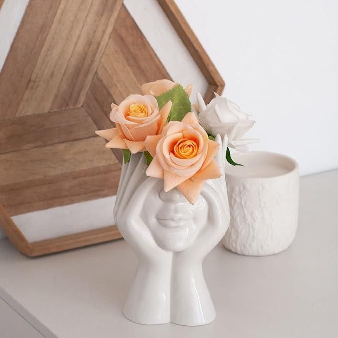 Modern Face Vase – Aesthetic Ceramic Flower Vase for Home Decor