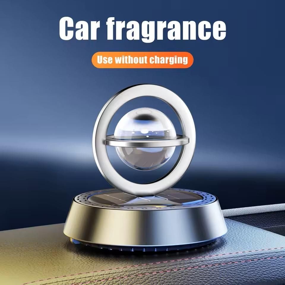Solar Rotating Car Perfume Diffuser – Aluminium Alloy Aromatherapy Car Air Freshener