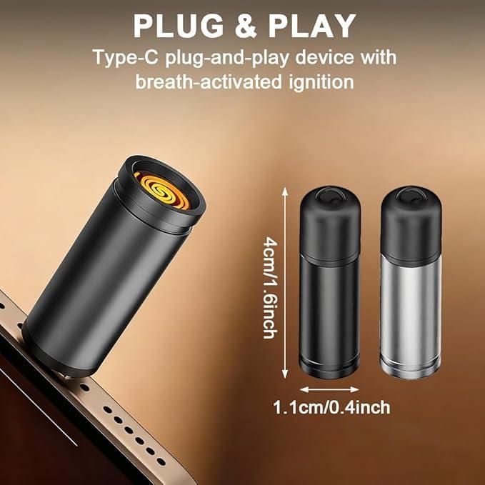 Windproof Electric Pocket Lighter – USB Type-C Rechargeable Outdoor Lighter