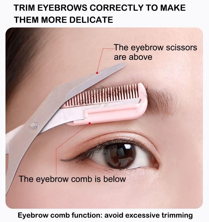 Professional Eyebrow Shaping Scissors – Precision Hair Trimming Tool with Comb