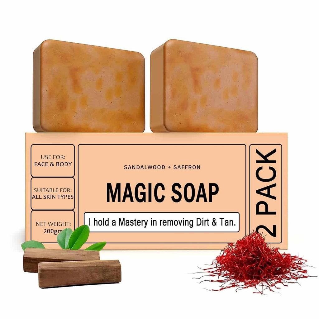Tan Removal Soap with Sandalwood & Saffron – Natural Skin Brightening Bath Soap (100g x 2)