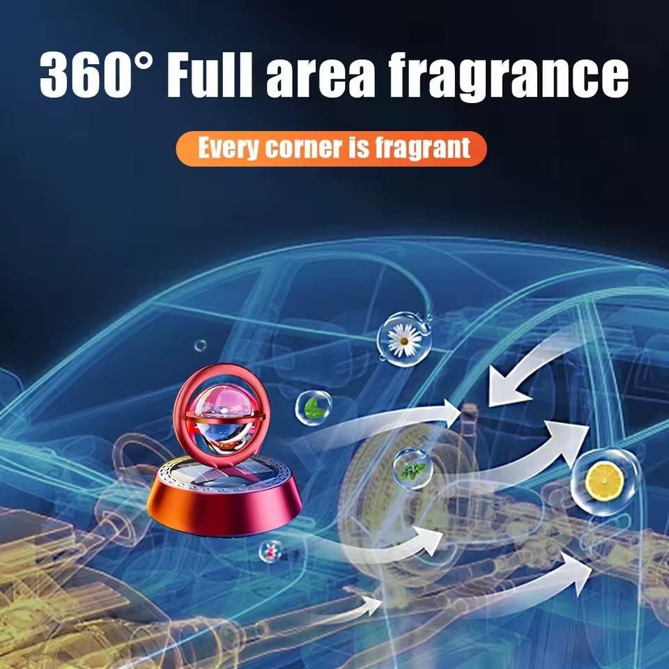 Solar Rotating Car Perfume Diffuser – Aluminium Alloy Aromatherapy Car Air Freshener