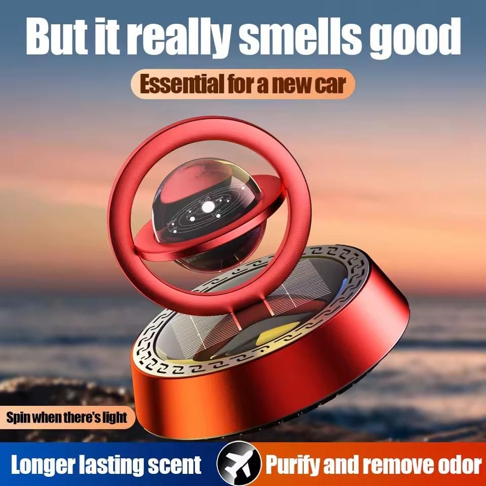 Solar Rotating Car Perfume Diffuser – Aluminium Alloy Aromatherapy Car Air Freshener