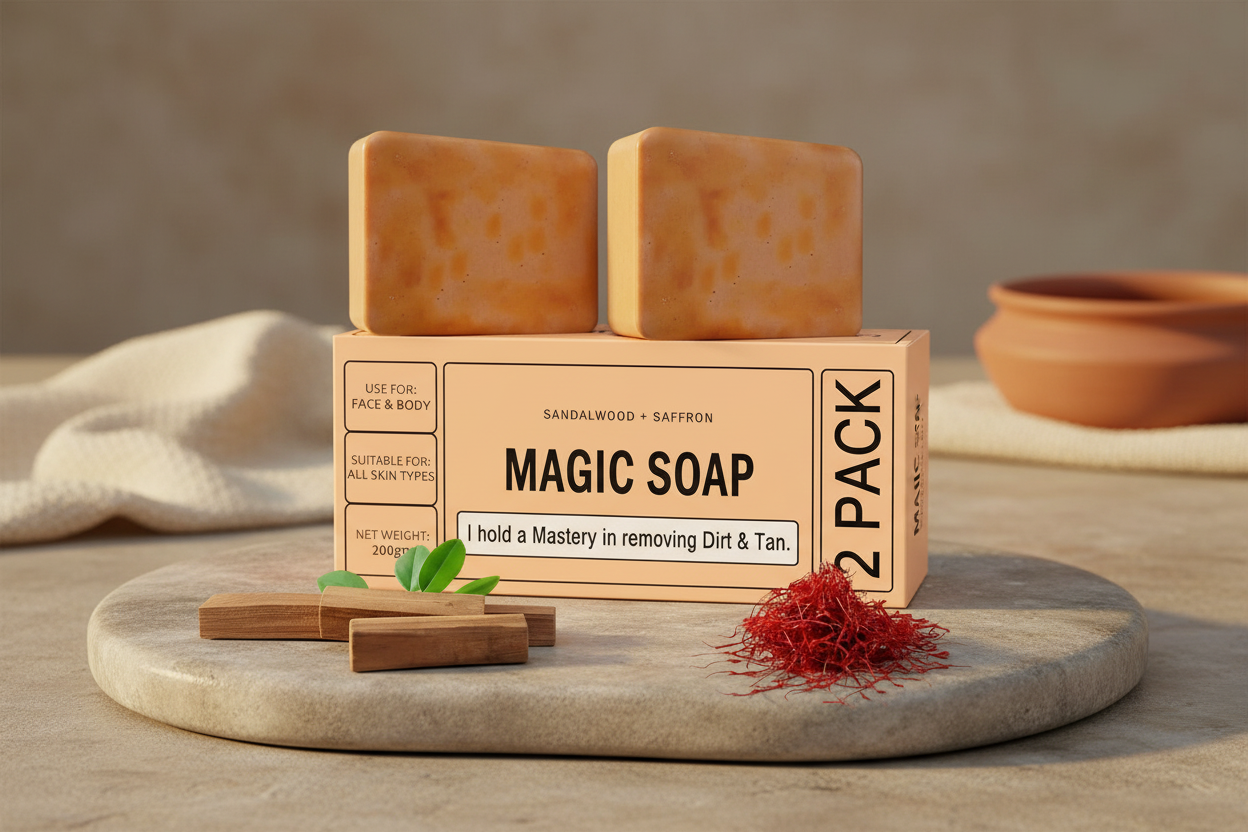 Sandalwood Saffron Soap in Luxurious Spa Setting
